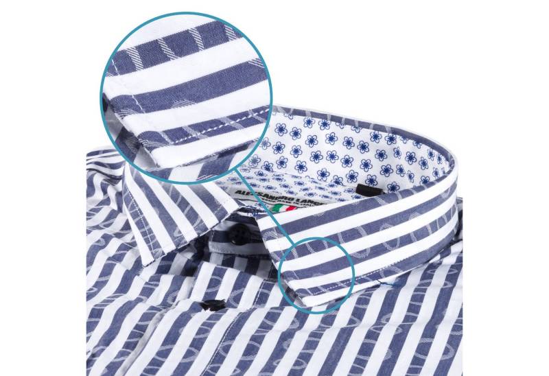 Karl Mommoo Langarmhemd ALESSANDRO LANGELLA - Streifen blau/weiß, Modern Fit, Baumwolle Handgefertigt in Italien von Karl Mommoo