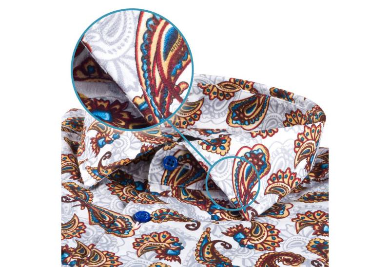 Karl Mommoo Langarmhemd KARL MOMMOO Paisley weiß/blau – Baumwolle, Regular Fit Handgefertigt in Italien von Karl Mommoo