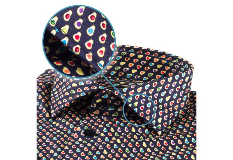 Karl Mommoo Langarmhemd KARL MOMMOO blau gemustert – Baumwolle, Regular Fit Handgefertigt in Italien von Karl Mommoo