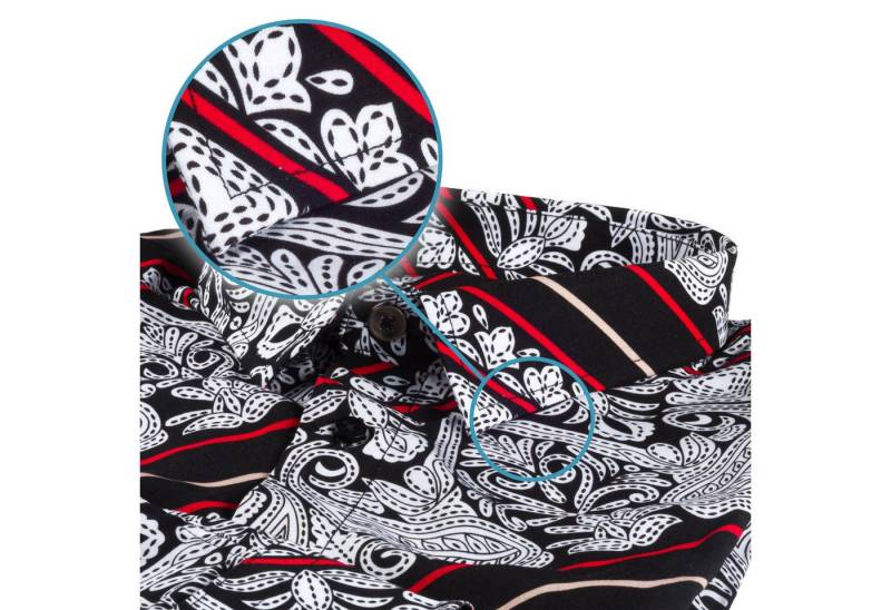 Karl Mommoo Langarmhemd KARL MOMMOO weiß/rot/schwarz - Viskose, Modern Fit Handgefertigt in Italien von Karl Mommoo