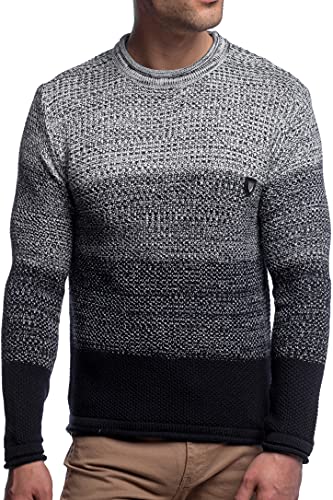 CRSM Karl's People Herren Strickpullover Langarm Rundhalspullover K-113 (XXXL, Black) von Karl´s People
