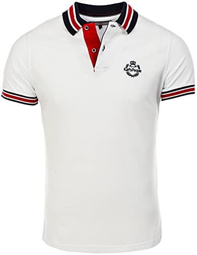 Karl´s People Kurzarm Poloshirt für Herren 100% Baumwolle by Carisma • Herren Polo Shirt mit Stickerei • Angenehmes Regular Fit Shirt für Büro und Freizeit K-129 3XL, Weiß von Karl´s People