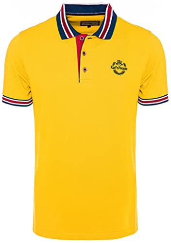 Karl´s People Kurzarm Poloshirt für Herren 100% Baumwolle by Carisma • Herren Polo Shirt mit Stickerei • Angenehmes Regular Fit Shirt für Büro und Freizeit K-129 L, Gelb von Karl´s People