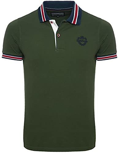 Karl´s People Kurzarm Poloshirt für Herren 100% Baumwolle by Carisma • Herren Polo Shirt mit Stickerei • Angenehmes Regular Fit Shirt für Büro und Freizeit K-129 L, Khaki von Karl´s People