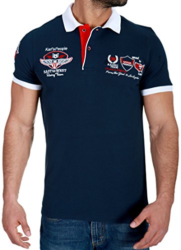 Karl's People Herren Poloshirt mit hochwertigen Stick Details Menswear Fahsion T-Shirt Polo 6681, Größe L, Farbe Navy von Karl´s People