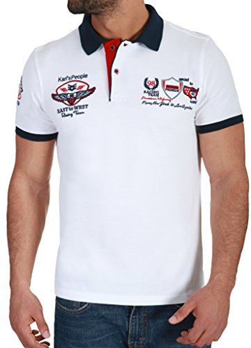 Karl's People Herren Poloshirt mit hochwertigen Stick Details Menswear Fahsion T-Shirt Polo 6681, Größe L, Farbe White von Karl´s People