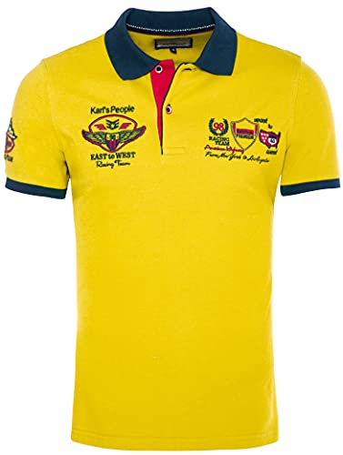 Karl´s People Kurzarm Poloshirt für Herren 100% Baumwolle by Carisma • Herren Polo Shirt mit Stickerei • Angenehmes Regular Fit Shirt für Büro und Freizeit K-103 M, Gelb von Karl´s People