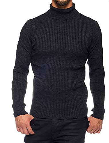 Karl´s People Herren Rollkragen-Pullover Herren Rolli S-5 XL • Rollkragenpullover für Herren mit Streifenmuster • Angenehmer Pullover Herren Langarm (4XL, Anthrazit) von Karl´s People