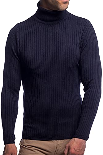 Karl´s People Herren Rollkragen-Pullover Herren Rolli S-5 XL • Rollkragenpullover für Herren mit Streifenmuster • Angenehmer Pullover Herren Langarm (5XL, Navy1) von Karl´s People