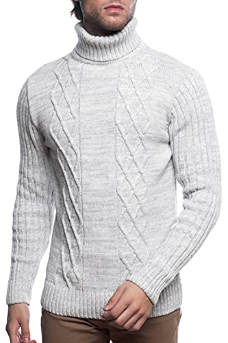 Karl´s People Herren Strick-Pullover mit Rollkragen • Männer Winter Rollkragen-Pullover • Warmer Herren Rolli stylischer Herren Strick-Pulli • Angenehmer Männer Pulli Grobstrick 7489 Ecru S von Karl´s People