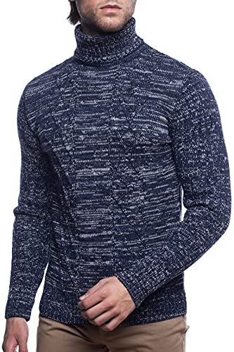 Karl´s People Herren Strick-Pullover mit Rollkragen • Männer Winter Rollkragen-Pullover • Warmer Herren Rolli stylischer Herren Strick-Pulli • Angenehmer Männer Pulli Grobstrick 7489 Navy 3XL von Karl´s People