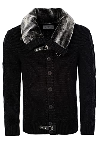 Karl´s People Herren Strickjacke Pullover Cardigan K-130, Grey, 3XL, Black von Karl´s People