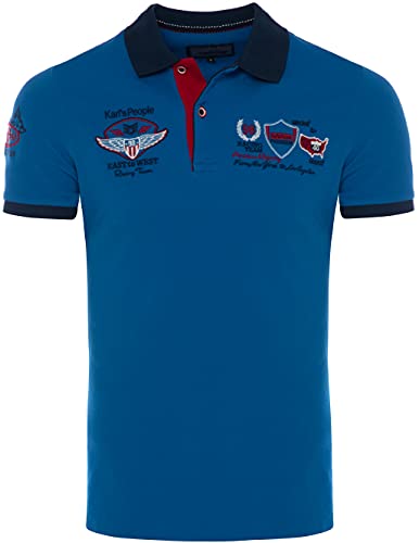 Karl´s People Kurzarm Poloshirt für Herren 100% Baumwolle by Carisma • Herren Polo Shirt mit Stickerei • Angenehmes Regular Fit Shirt für Büro und Freizeit K-103 3XL, Sachs von Karl´s People