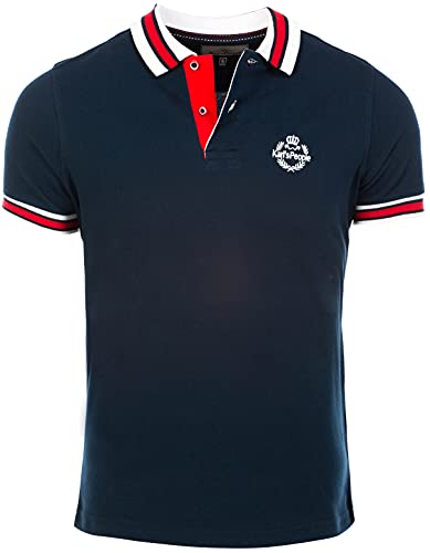 Karl´s People Kurzarm Poloshirt für Herren 100% Baumwolle by Carisma • Herren Polo Shirt mit Stickerei • Angenehmes Regular Fit Shirt für Büro und Freizeit K-129 5XL, Navy von Karl´s People