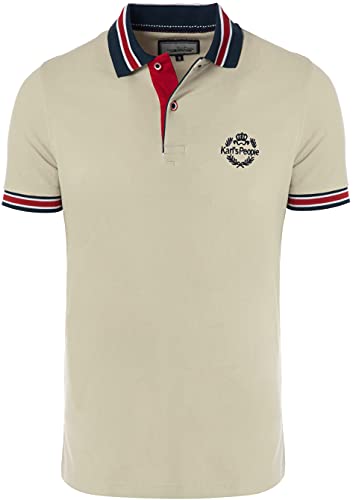 Karl´s People Kurzarm Poloshirt für Herren 100% Baumwolle by Carisma • Herren Polo Shirt mit Stickerei • Angenehmes Regular Fit Shirt für Büro und Freizeit K-129 Beige 3XL von Karl´s People