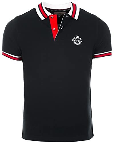 Karl´s People Kurzarm Poloshirt für Herren 100% Baumwolle by Carisma • Herren Polo Shirt mit Stickerei • Angenehmes Regular Fit Shirt für Büro und Freizeit K-129 Black 4XL von Karl´s People