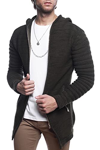 Karl's People People Herren Strickjacke mit Kapuze K-115 XL Khaki von Karl´s People