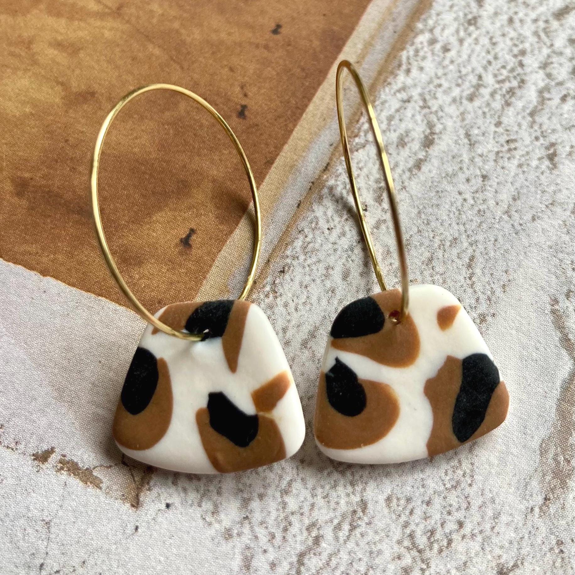 Ohrringe Polymer/Fimo Creolen Hoops Vergoldet Nickelfrei Mit Anhänger Bunte Statementschmuck Ohrringe Polymer/Fimo Creolen Hoops Vergoldet Nickelfrei Mit Anhänger Bunte Statementschmuck von KarlaKonfetti