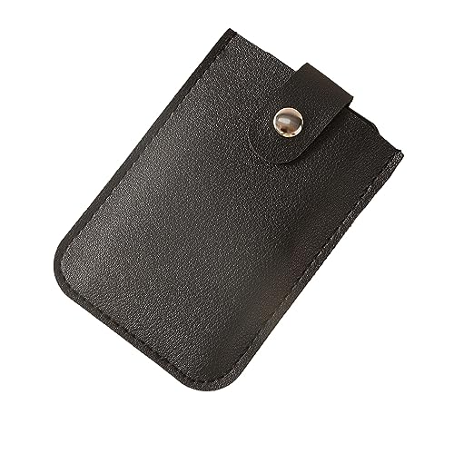 Karlak Stapelbarer ausziehbarer Kartenhalter Multi-Kartenfächer Kreditkartenhalter PU-Leder Tasche Bness Kartenhalter mit Druckknöpfen, Schwarz von Karlak