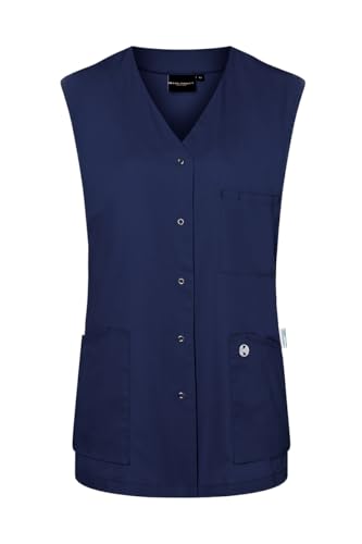 Karlowsky Damen Kasack Essential Ärmellos V-Ausschnitt Druckknöpfe Modern Fit Polyester/Baumwollmix nachhaltig Oeko-TEX® pflegeleicht - Farbe Marine - Größe 40 von Karlowsky