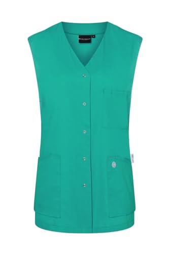 Karlowsky Damen Kasack Essential Ärmellos V-Ausschnitt Druckknöpfe Modern Fit Polyester/Baumwollmix nachhaltig Oeko-TEX® pflegeleicht - Farbe Smaragdgrün - Größe 40 von Karlowsky