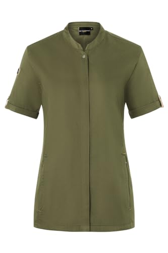 Karlowsky Damen Kochjacke Green-Generation Kurzarm Druckknöpfe Modern Fit Polyester/Baumwollmix Oeko-TEX® nachhaltig Moosgrün - Größe 40 von Karlowsky