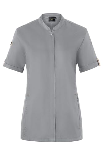 Karlowsky Damen Kochjacke Green-Generation Kurzarm Druckknöpfe Modern Fit Polyester/Baumwollmix Oeko-TEX® nachhaltig Platingrau - Größe 42 von Karlowsky