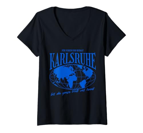 Damen Karlsruhe Heimat Fußball Stolz T-Shirt mit V-Ausschnitt Damen Karlsruhe Heimat Fußball Stolz T-Shirt mit V-Ausschnitt von Karlsruher Fan Tradition Fans Geschenkidee