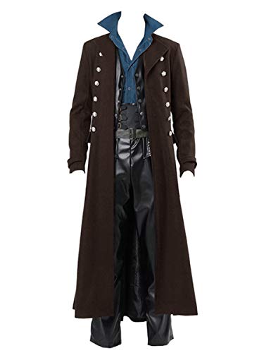 Karlywindow Herren Mittelalter Renaissance Vintage Jacke Steampunk Gothic Viktorianischer Frock Coat Halloween Kostüm Tailcoat - Braun - Groß von Karlywindow