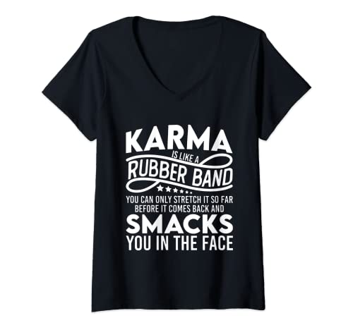 Damen Karma ist wie ein Gummiband Lustige Kleidung T-Shirt mit V-Ausschnitt Damen Karma ist wie ein Gummiband Lustige Kleidung T-Shirt mit V-Ausschnitt von Karma Is Like A Rubber Band Quote