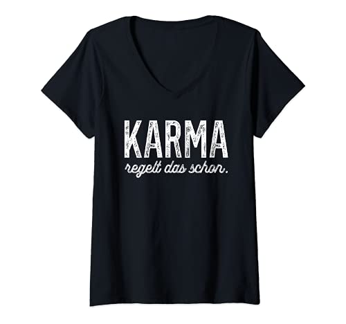 Damen Karma regelt das schon | Karma T-Shirt mit V-Ausschnitt von Karma Kollektion