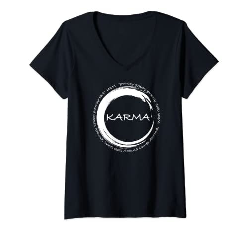 Damen Karma T-Shirt Was geht herum kommt herum Lustiges Karma-T-Shirt T-Shirt mit V-Ausschnitt Damen Karma T-Shirt Was geht herum kommt herum Lustiges Karma-T-Shirt T-Shirt mit V-Ausschnitt von Karma Life Gift