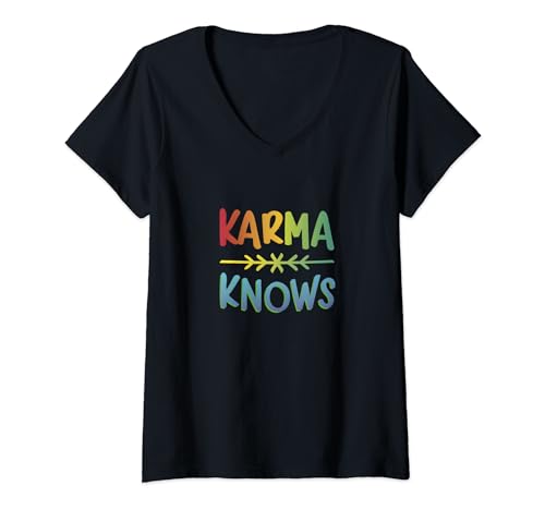 Damen Karma kennt lustige Yoga-Meditationsgesetze T-Shirt mit V-Ausschnitt von Karma know's