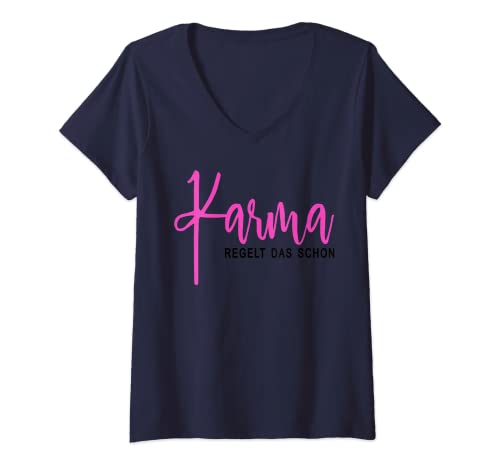 Damen Karma regelt das schon Schicksal Karma T-Shirt mit V-Ausschnitt Damen Karma regelt das schon Schicksal Karma T-Shirt mit V-Ausschnitt von Karma regelt das schon Schicksal Karma