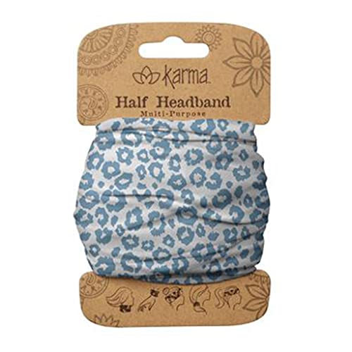 Karma Blaues Leoparden-Stirnband für Damen - Medium - Stoff-Stirnband und dehnbarer Haarschal - Blau, Blauer Leopard, 1 Count (Pack of 1) von Karma