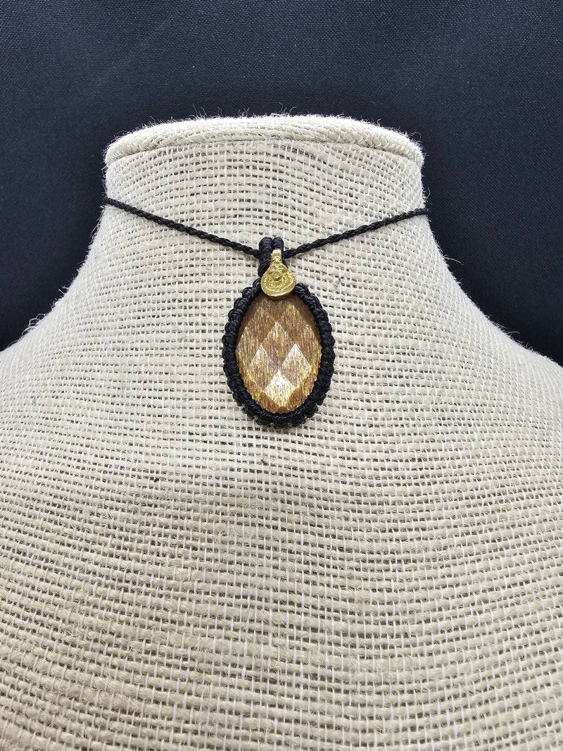 Makramee Kette Mit Sonnenstein/Schmuck Edelstein Handgemacht Geschenkidee Boho Hippie von KarmaKnotdesigns