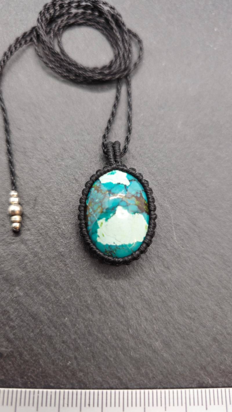 Makramee Kette Mit Türkis/Schmuck Edelstein Handgemacht Geschenkidee Boho Hippie von KarmaKnotdesigns