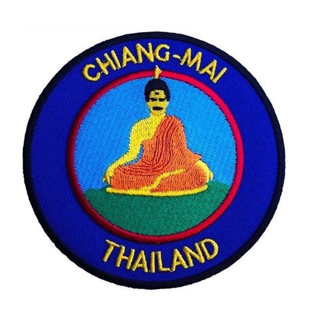 Chiang Mai Thailand Patch | 3, 5 Zoll Golden Buddha Gestickt Eisen/Aufnäher Asien Trek Buddhismus Souvenir Emblem Wappen Diy Geschenk Patches von KarmaPatch