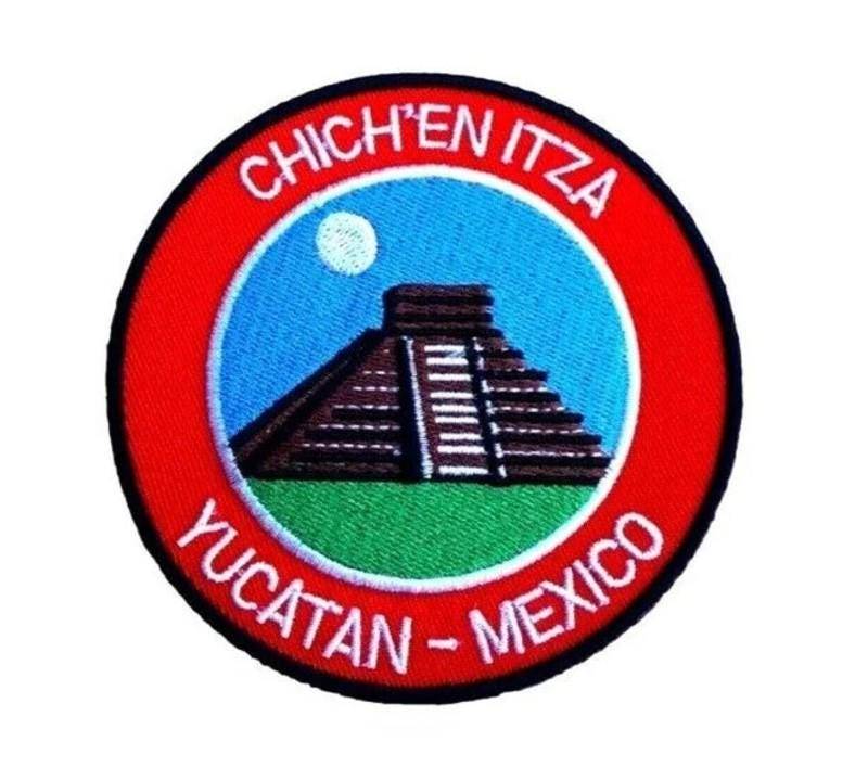 Chichen Itza Yucatan Mexiko Patch | 3, 5 Zoll Eisen/Aufnäher Applikation El Castillo Mayan Tempel Reise Souvenir Emblem Wappen von KarmaPatch
