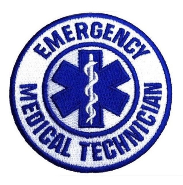 Emt Patch | 3 Zoll Blau Weiß Gesticktes Aufnäher Zum Aufnähen / von KarmaPatch