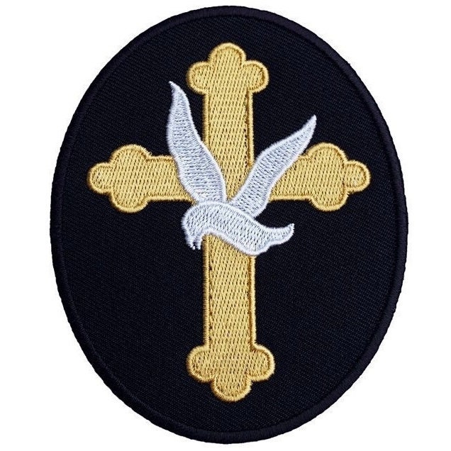 Goldkreuz + Weiße Taube Aufnäher | 3, 5 Zoll Schöne Christliche Gestickte Zum Aufnähen Religiöses Souvenir Geschenk Emblem Wappen von KarmaPatch