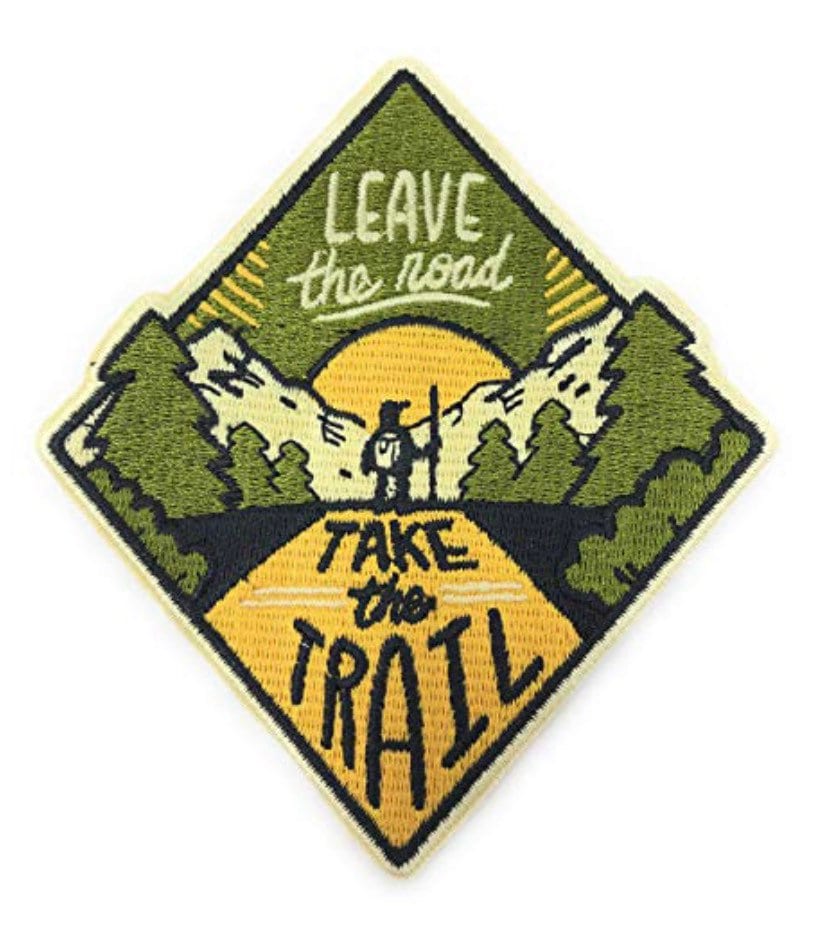 Leave The Road Take Trail Patch | 3, 5 Zoll Aufbügler Oder Aufnäher Abzeichen Hike Souvenir Wandern Rucksack Trek Trekking Emblem Diy Geschenk von KarmaPatch