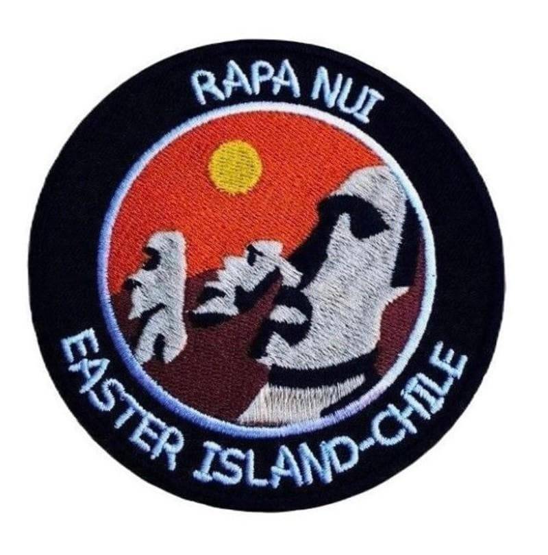 Moai Rapa Nui Osterinsel Patch | 3, 5 Zoll Aufbügeln/Aufnähen Applikation Riesen Köpfe Chile Trek Souvenir Emblem Geschenk Aufnäher von KarmaPatch