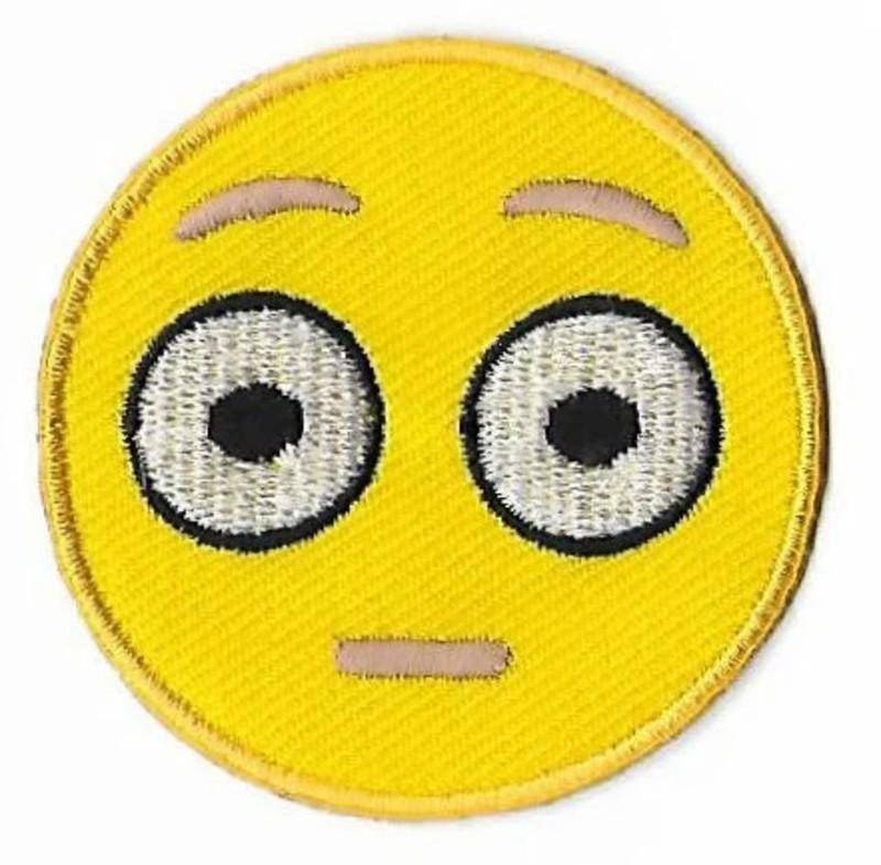 Schockierter Emoji Patch | 5, 1 cm Gesticktes Eisen Oder Aufnähen Gelb Überraschung Gesicht Emoticon Surprised Stunned Cap, Tasche, Diy Geschenk von KarmaPatch