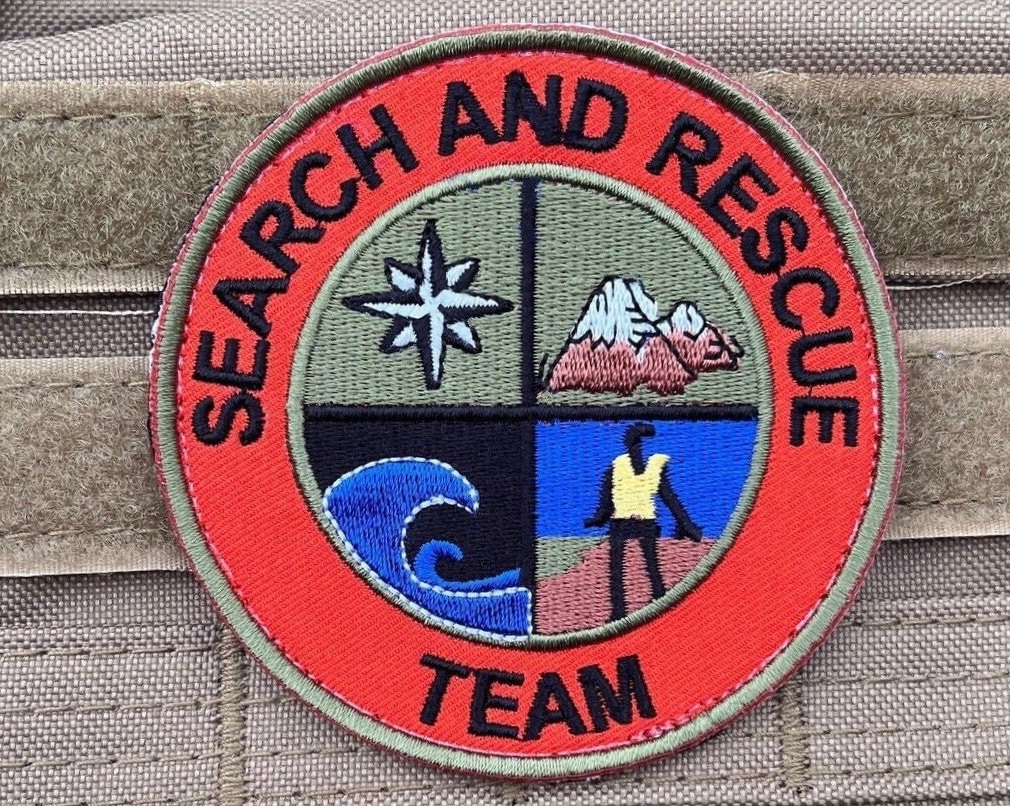 Such&rescue Team Sar Patch | 3 Inch Gestickt | Haken + Schlaufe Velkro Abzeichen Berg, Luft, Küste, K-9 Hund Einheit Geschirr Geschenk Aufnäher von KarmaPatch