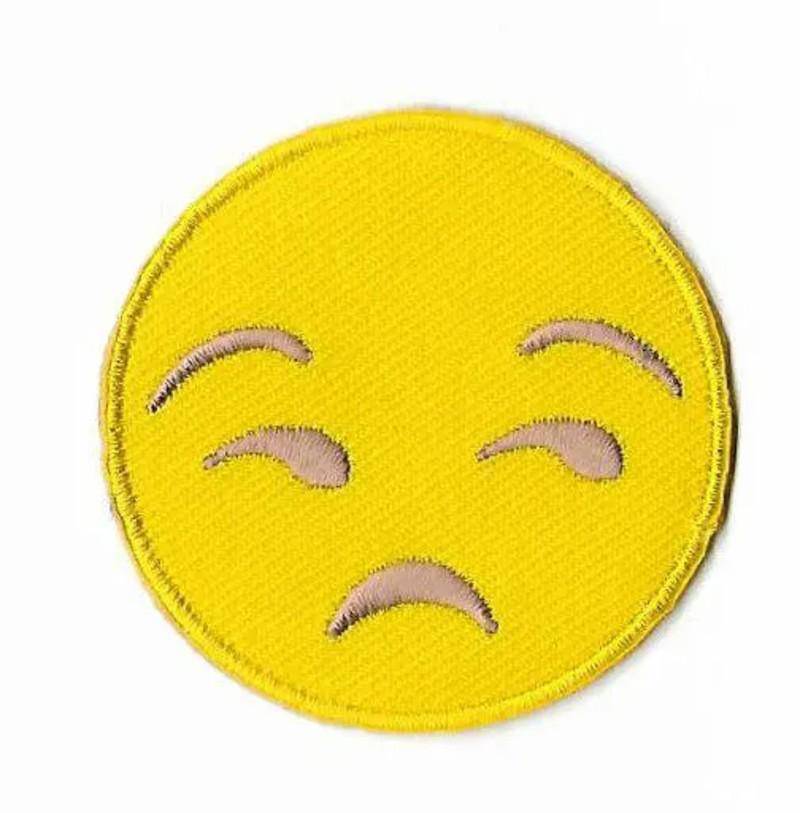 Unamused Emoji Patch | 5, 1 cm Diy Gesticktes Eisen Oder Aufgenähtes Abzeichen Applikation Gelbes Nicht Glückliches Gesicht Emoticon Cool von KarmaPatch