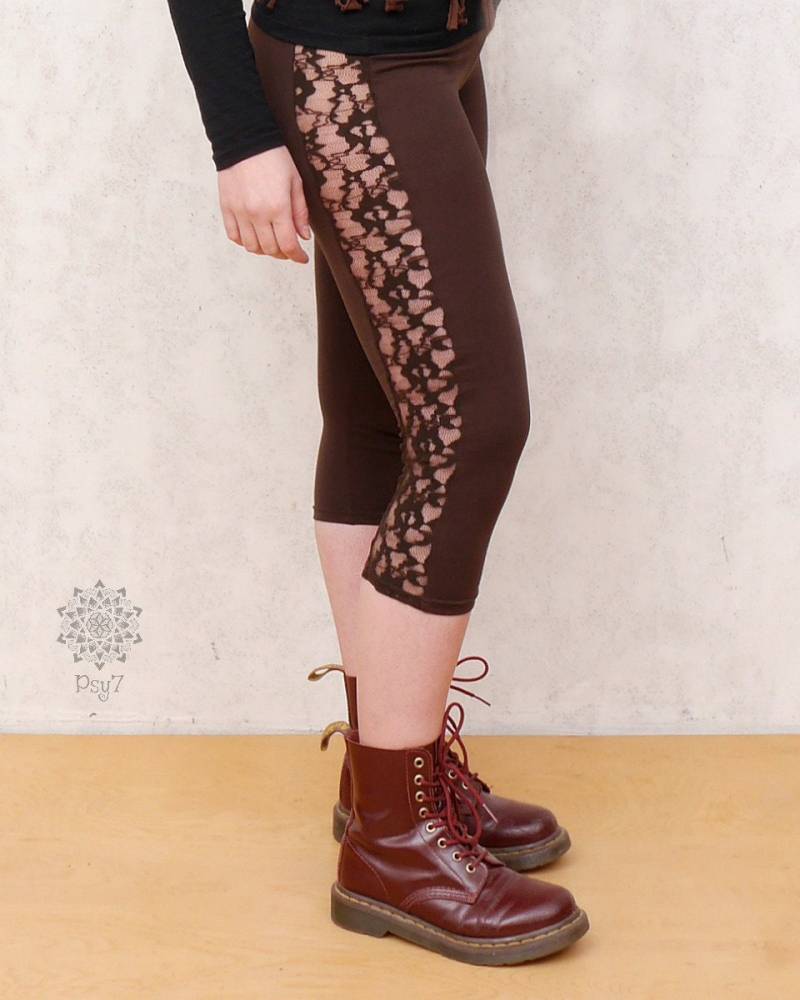 Pixie Leggings Mit Spitze in Braun - One Size von KarmaSyndikat