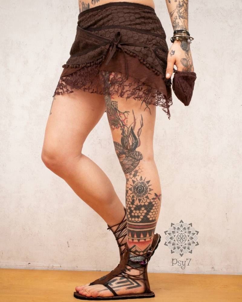 Wickelrock Mit Tasche - Minirock Braun Elfenrock von KarmaSyndikat