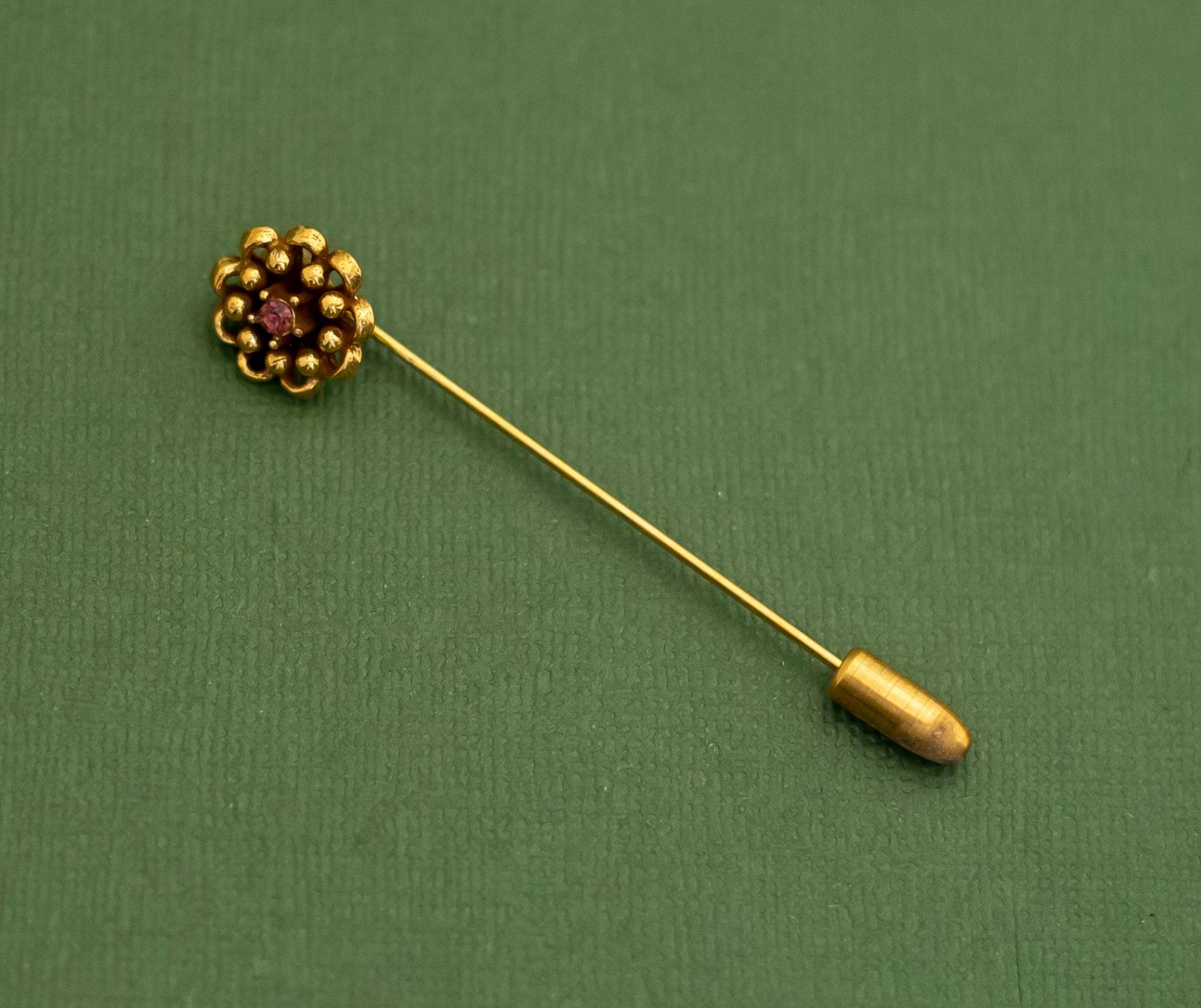 Vintage Boho Gold Ton Floral Strass Stickpin K5 von KarmaVintageUS