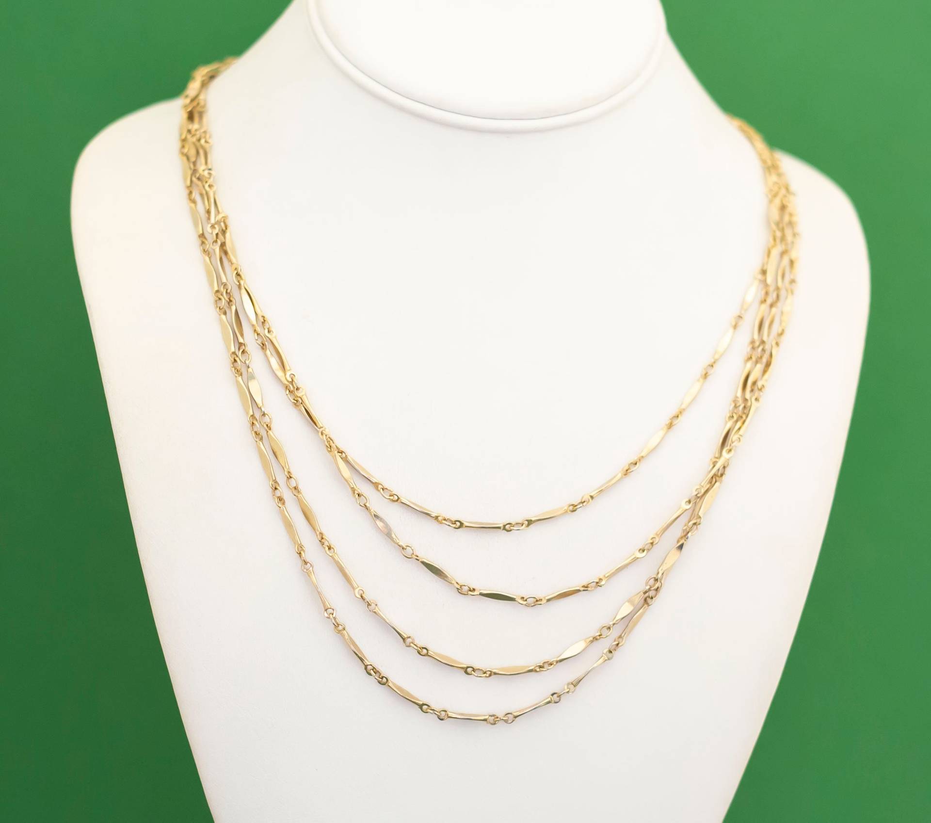 Vintage Boho Gold Ton Multi Strang Halskette 22 Zoll K11 von KarmaVintageUS